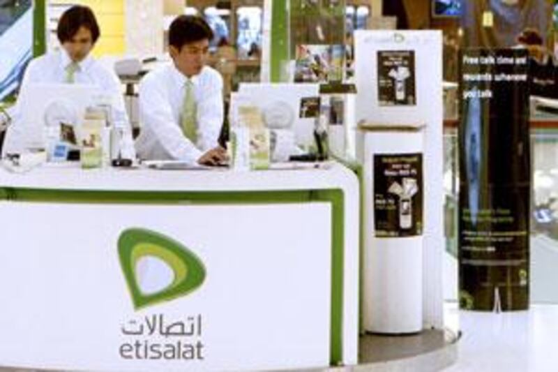 Etisalat shares fell by 1.25 per cent to Dh11.85.