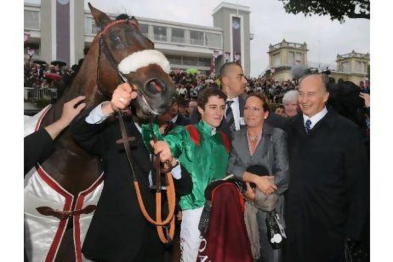 Christophe Soumillon, after winning the Qatar Prix de l'Arc de Triomphe in 2008. Pascal Le Segretain / Getty Images