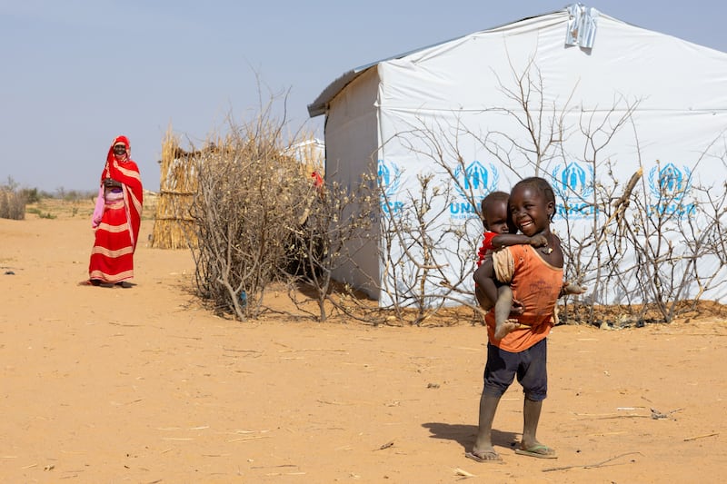 Two young Sudanese refugees in the Farchana refugee camp