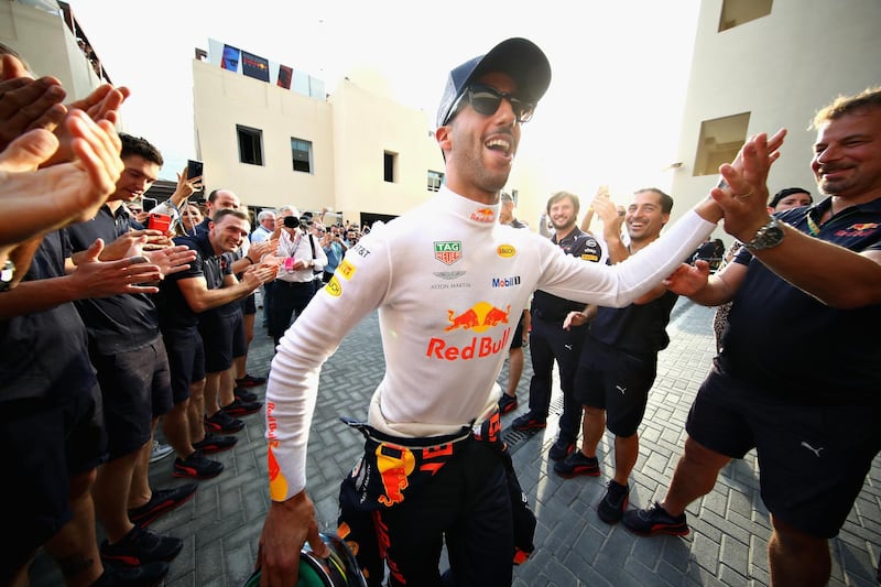 Daniel Ricciardo of Australia and Red Bull Racing walks into the garage before his final F1 race for Red Bull Racing.  Getty