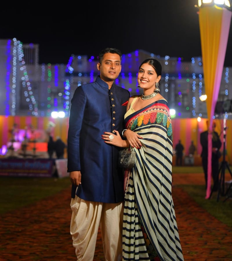 Mrs World 2022 Sargam Koushal with her husband Aditya Manohar Sharma