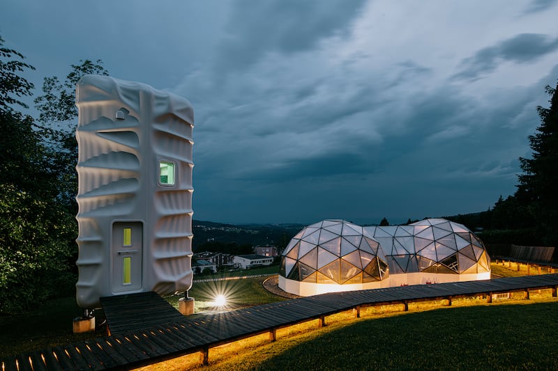 A futuristic 3D-printed space habitat that has been designed to fit inside Elon Musk’s Starship has been unveiled at a school in Switzerland. All photos: Institut auf dem Rosenberg