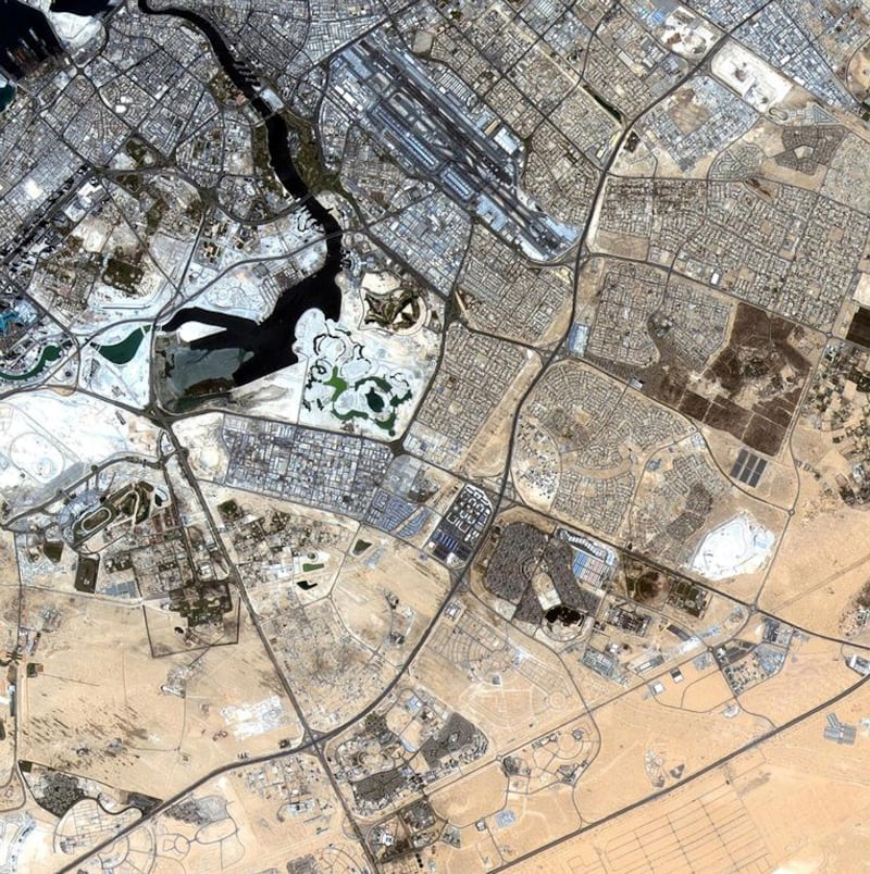 DubaiSat-1 celebrated five years in in space in 2014 with a snapshot of Dubai. Courtesy Eiast