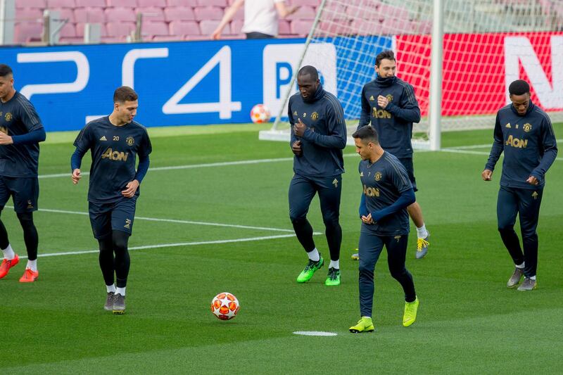 United players train ahead of Tuesday's game. AP Photo