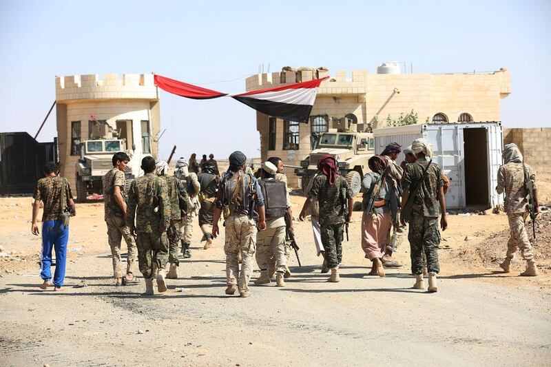 Pro-government forces seized Al Hazm after making significant gains in the neighbouring province of Marib. Here, soldiers loyal to Yemen's president Abdrabu Mansur Hadi walk outside the Mass army barracks in Marib on December 18, 2015, after retaking it from the Houthis. Ali Owidha/Reuters