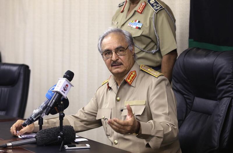 General Khalifa Haftar, commander of the army of Libya’s national  parliament, sent four columns of troops to take over Libyan oil facilities on September 11, 2016. Esam Omran Al-Fetori / Reuters / May 31, 2014
