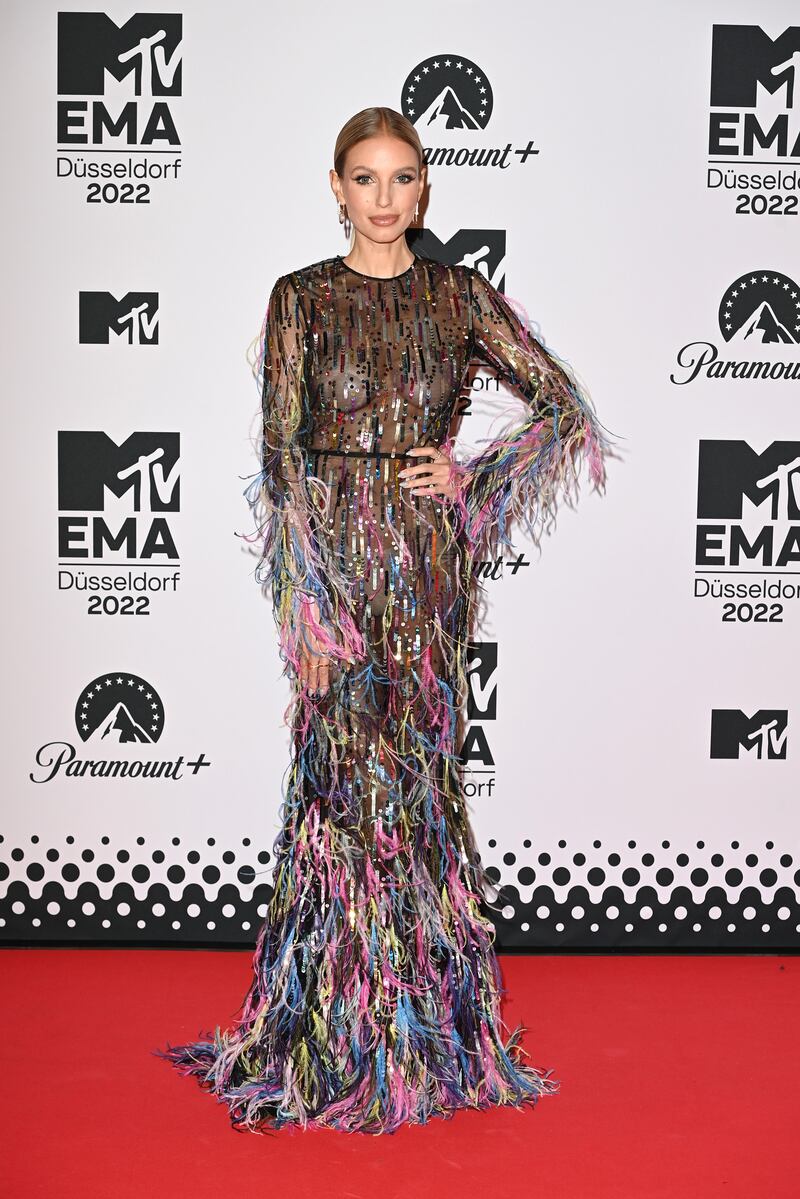 Blogger Leonie Hanne in a fringed dress. Getty Images 