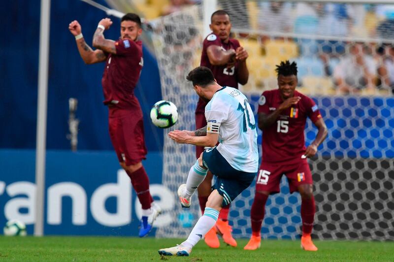 Lionel Messi in action against Venezuela during the Copa America Brazil 2019 quarter-final. AFP