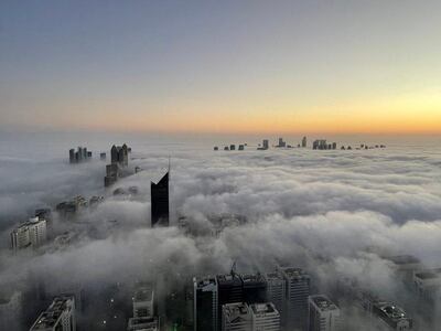 Daybreak over a fog-shrouded Abu Dhabi on Thursday. Courtesy: Jono Haysom 