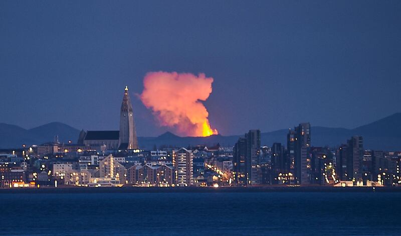 The volcanic eruption on Iceland’s Reykjanes peninsula abruptly becomes volatile, throwing lava 300 metres into the air, which was clearly visible in the capital Reykjavik. AFP