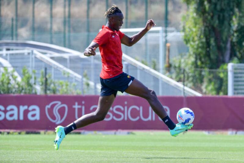 Tammy Abraham during his first training with Roma.