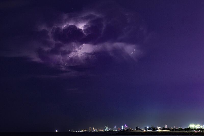 Lightning during a thunderstorm above Kuwait City.  EPA