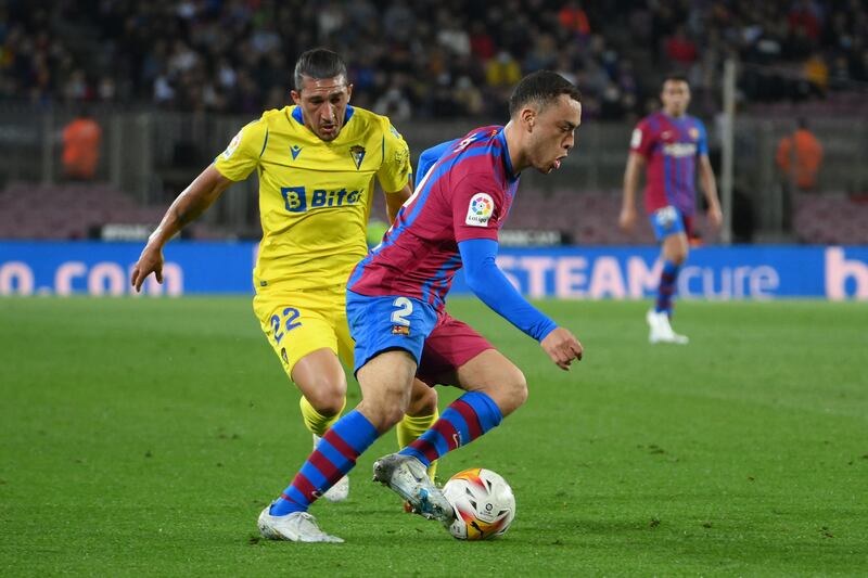 Sergino Dest 6. Got forward and put first time crosses in, but when he tried a one-two with Depay, the move broke down and Cadiz enjoyed the best chance of the first half. Booked as Barça lost at home twice in succession for the first time since 2003. AFP