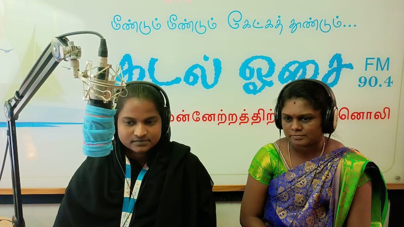The station broadcasts citizens' advice on topics ranging from child development to wildlife conservation. Photo: Kadal Osai FM