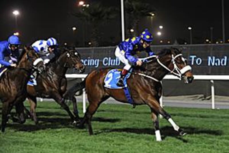 JJ The Jet Plane with Kevin Shea on the saddle winning the AL Quoz Sprint in Dubai in February.