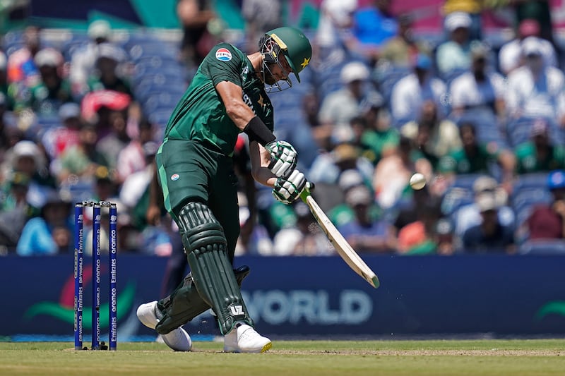 Pakistan's Shaheen Afridi hits a quickfire 23 to rescue the innings. AP