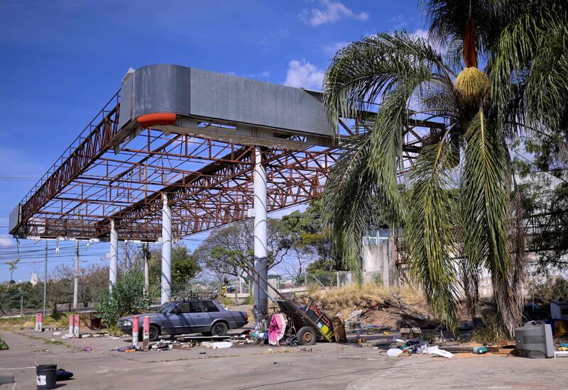 An abandoned petrol station in Belo Horizonte in Brazil, where a man has lived for more than 10 years.