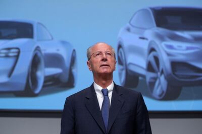 Hans Dieter Poetsch, chairman of Volkswagen AG (VW), pauses during the automaker's annual general meeting in Berlin, Germany, on Thursday, May 3, 2018. VW Chief Executive Officer Herbert Diess pledged to step up integrity and compliance efforts as part of the German manufacturer’s deepest overhaul since the diesel-emissions scandal came to light in 2015. Photographer: Krisztian Bocsi/Bloomberg