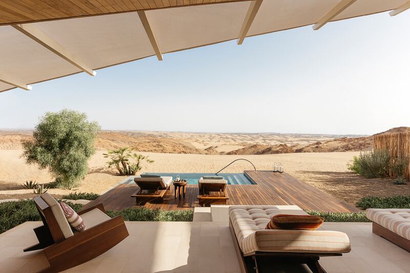 A swimming pool overlooking the valley at Six Senses Southern Dunes. Photo: Six Senses