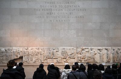 The Parthenon Sculptures, also known as the Elgin Marbles, at the British Museum in London. AFP