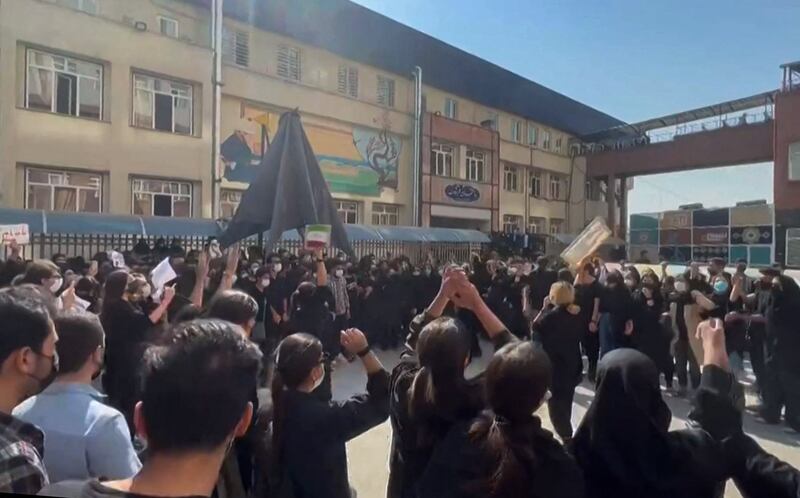 Students chanting 'Freedom' as they protest at Tehran's University of Science and Culture. AFP