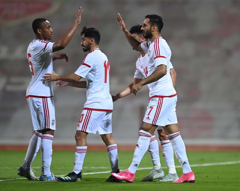 Dubai / Monday May 24, 2021: Our first national football team defeated its Jordanian counterpart by five goals to one goal in the international friendly match that took place today at Rashid Stadium at Al-Ahly Youth Club in Dubai in the final rehearsal for Al-Abyad in preparation for the joint Asian qualifiers for the 2022 World Cup Finals and Cup Finals Asia 2023, which will be held in the country from the third of next June. Courtesy UAE FA