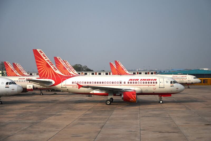 Air India planes at Indira Gandhi International airport in New Delhi. Analysts are taking an upbeat view of the long term for the company. AFP