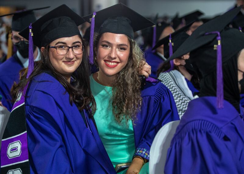 Kathia Faz Nowak and Nadja Fenzic were among the hundreds of graduates happy to attend the ceremony in person.