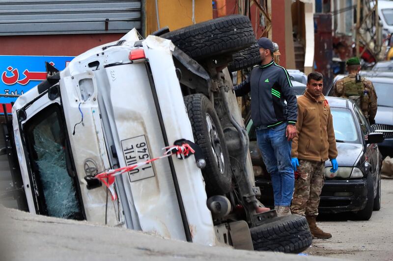 Lebanese soldiers at the scene. AP