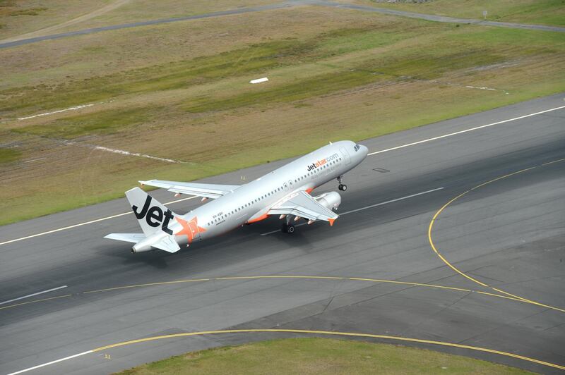 Jetstar Aircraft Landing in Gold coast airport on August 10th, 2012 in Gold Coast, Australia.
