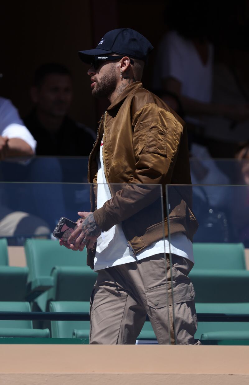 Neymar attends the Monte Carlo Masters in Monaco. Getty