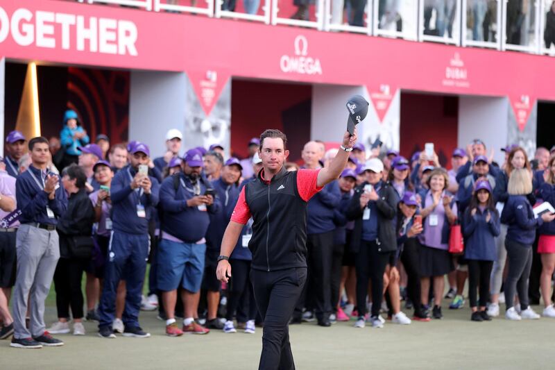 Dubai, United Arab Emirates - Reporter: Paul Radley and John McAuley: Lucas Herbert wins the playoff on the 18th hole on the 4th and final day of the Omega Dubai Desert Classic. Sunday, January 26th, 2020. Emirates Golf Club, Dubai. Chris Whiteoak / The National