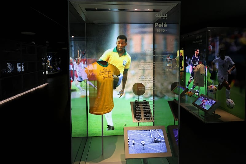 A shirt worn by Brazilian football legend Pele on display at the museum.