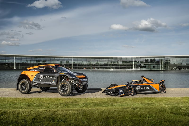 Neom will become the title partner for McLaren's E Teams and the combined units will be known as Neom McLaren Electric Racing, with the Neom brand to be carried in all of the McLaren E Teams' assets. Photo: Neom