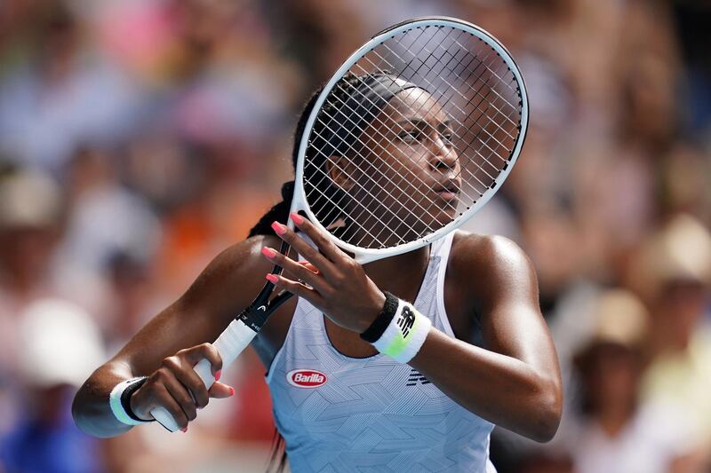 American teenager Coco Gauff during her fourth-round defeat against Sofia Kenin at the Australian Open on Sunday, January  26. EPA