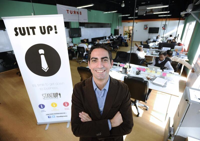 Rabih El Khodr, the founder of StandUp, was hired by Turn8 to coach the inaugural intake of teams in the run-up to their demo day in Dubai last month. Charles Crowell for The National