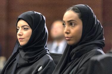 Sara Abdulrahim, left, and Arwa Ali, both volunteer mentors with the Emirates Foundation's Esref Sah Programme, say social media has a big effect on the spending habits of young Emiratis.  Christopher Pike / The National