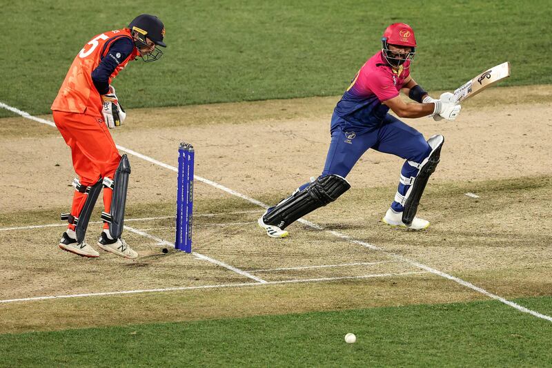 UAE's Muhammad Waseem bats against the Netherlands. AFP