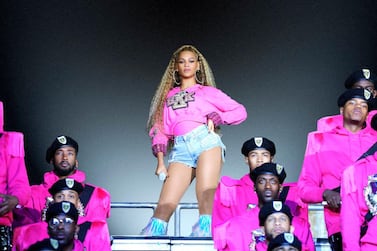 Beyonce on stage at Coachella, in a still from 'Homecoming: A Film by Beyonce'. Courtesy Netflix 