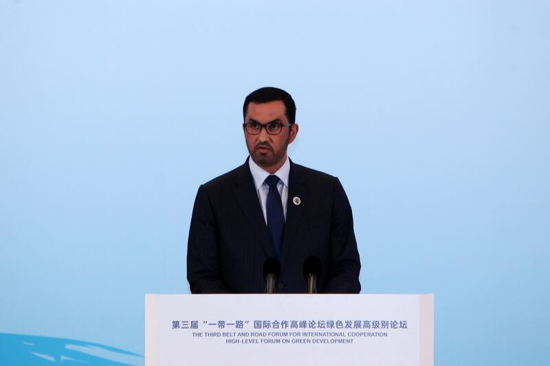 Minister of Industry and Advanced Technology and Cop28 President-designate Dr Sultan Al Jaber addressed a high-level forum on green development in Beijing. Photo: Cop28