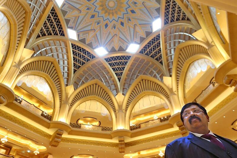 Dhansukh Ramji Mazgaonkar worked his way up to chief of operations at Emirates Palace in Abu Dhabi, where his main role is to manage VIP delegations. Delores Johnson / The National