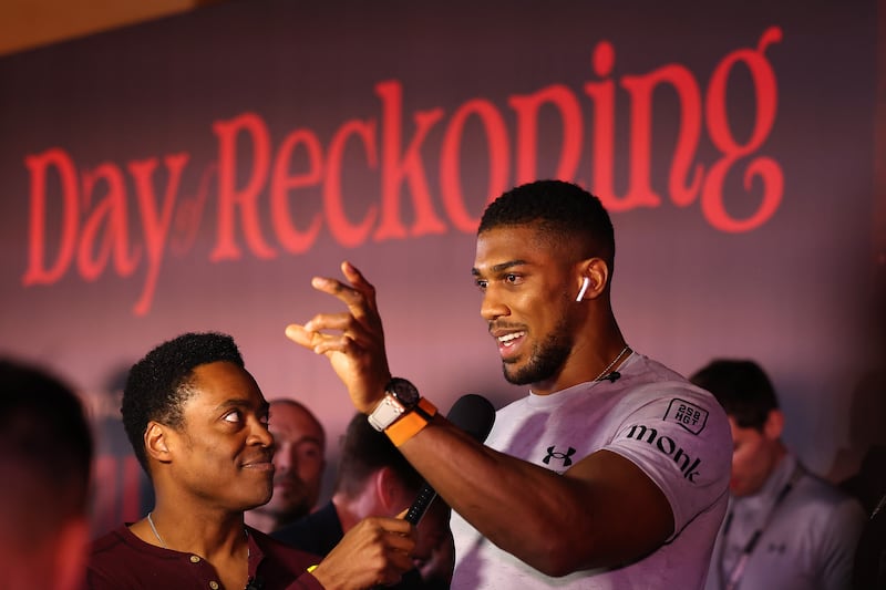 Anthony Joshua speaks to the media ahead of the Day of Reckoning. Getty Images