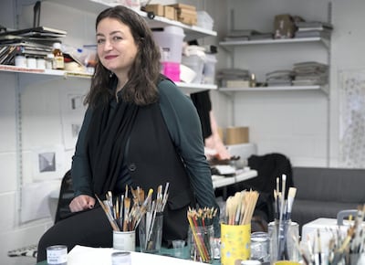 LONDON 12th February 2019. Saudi artist Daniah Alsaleh at her studio in London. Photo: Stephen Lock for the National  FOR ARTS & LIFE . Words: Melissa Gronlund 