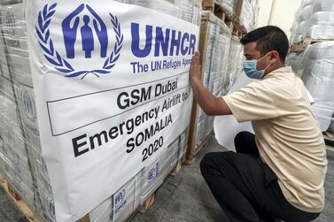 Relief aid for Somalia shipped from UNHCR and WHO headquarters in the UAE. Victor Besa / The National 