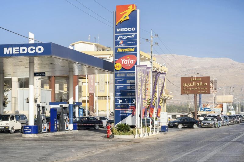 Fuel shortages in Beqaa; everywhere, cars are waiting hours in line, to get a few litters of gasoline. September 25th 2020 Thibault Lefébure for The National