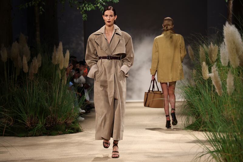 A neutral-tone trench coat as part of the Max Mara spring/summer collection 2024