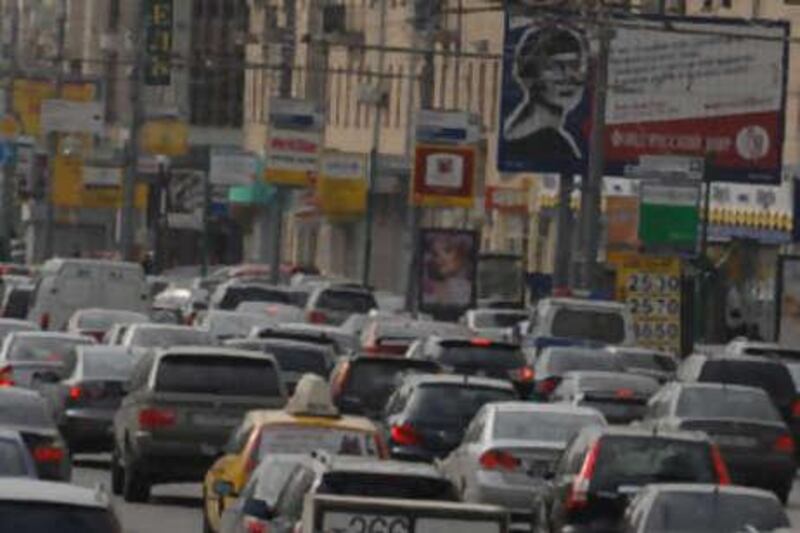 The average driver in Moscow spends 12.5 hours each month stuck in traffic.