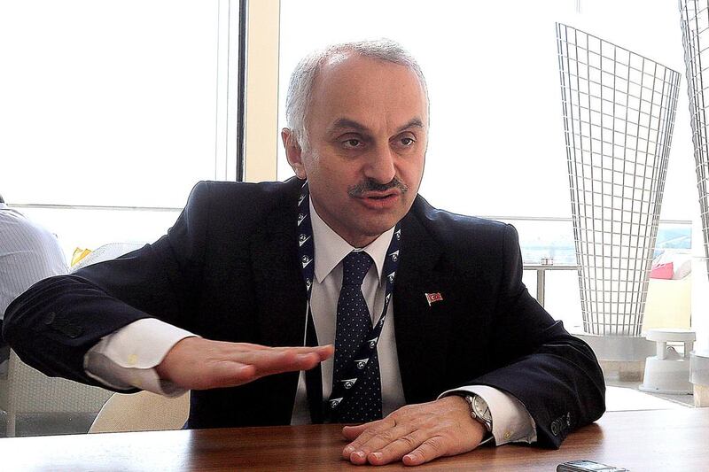 Temel Kotil, Turkish Airlines, CEO gestures during the interview in Dubai . Satish Kumar / The National