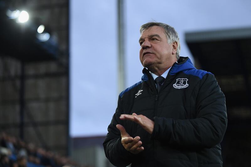 LIVERPOOL, ENGLAND - APRIL 23:  Sam Allardyce, Manager of Everton shows appreciation to the fans after the Premier League match between Everton and Newcastle United at Goodison Park on April 23, 2018 in Liverpool, England.  (Photo by Nathan Stirk/Getty Images)