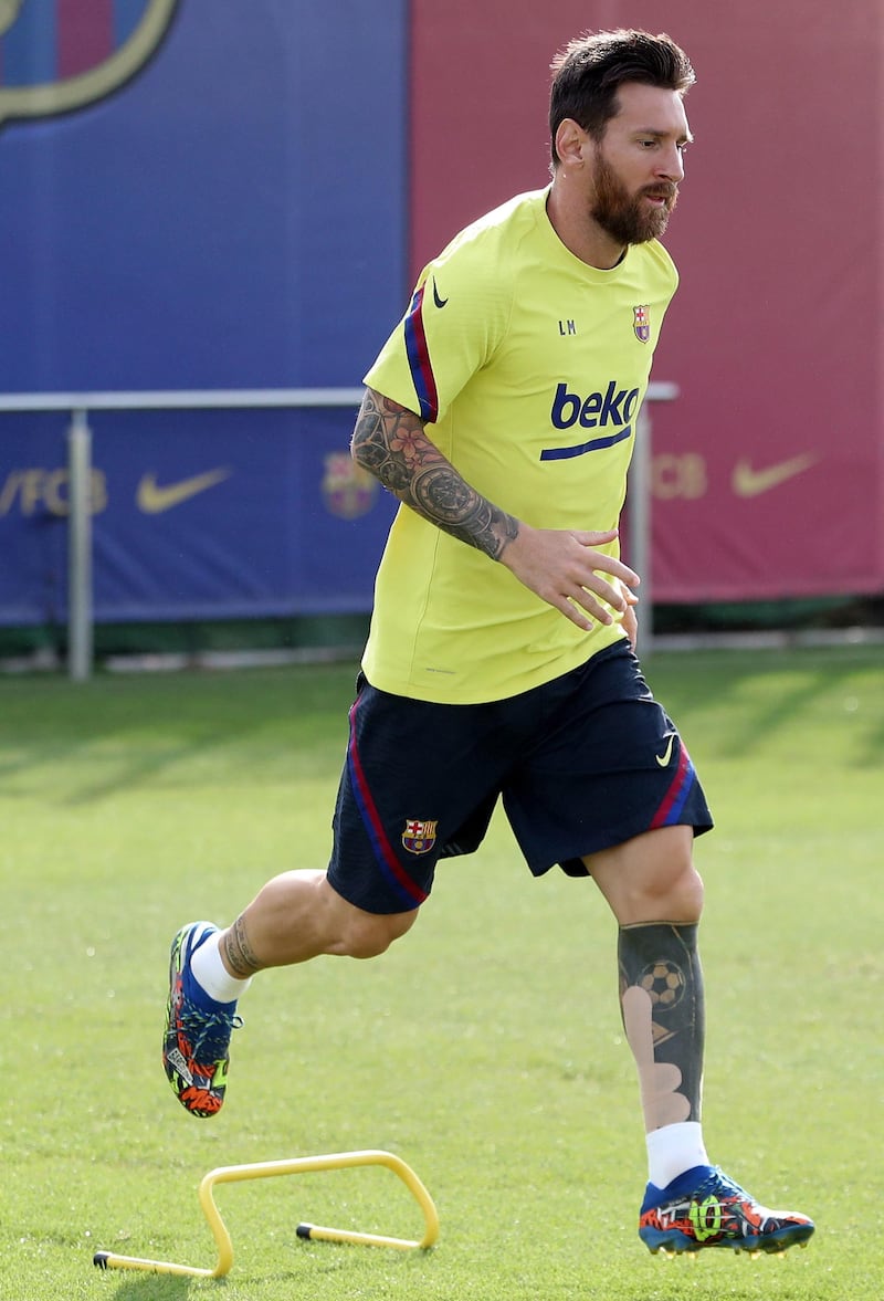 Barcelona's Lionel Messi during training. EPA